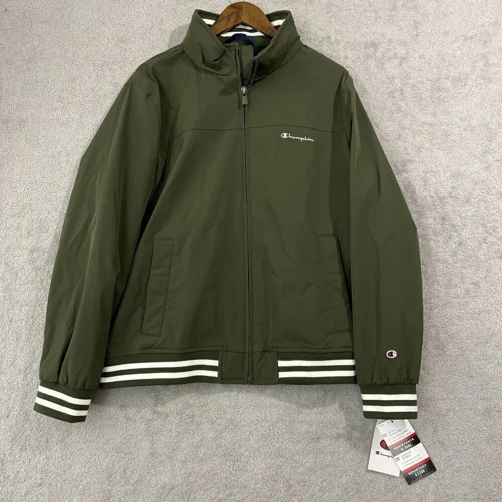NEW Champion Men's L Rain Windbreaker Jacket Mesh Lining Full-Zip Outerwear